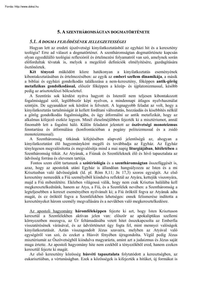A szentháromságtan dogmatörténete