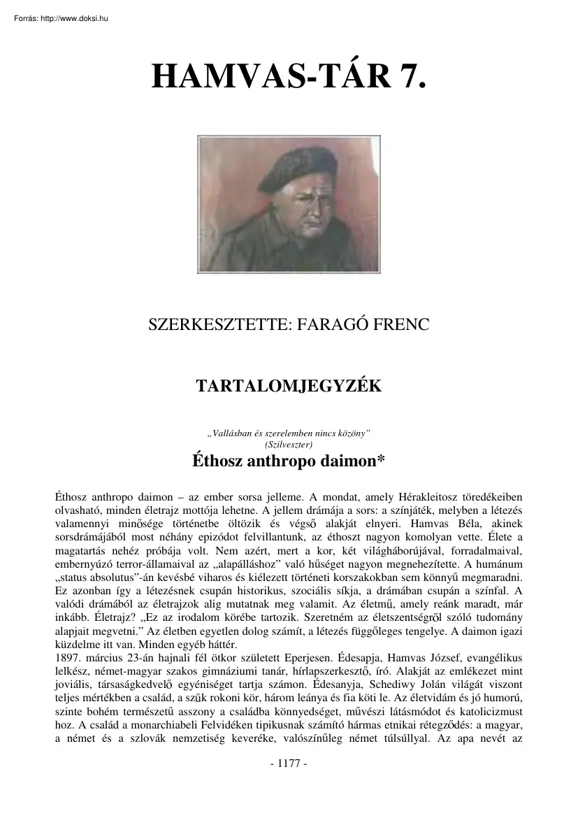 Faragó Ferenc - Hamvas tár 7