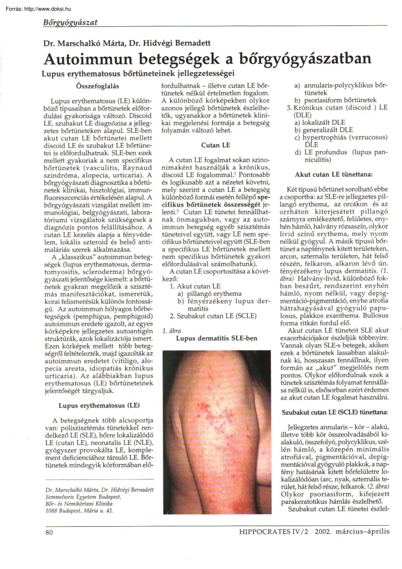 Dr. Marschalkó-Dr. Hidvégi - Autoimmun betegségek a bőrgyógyászatban