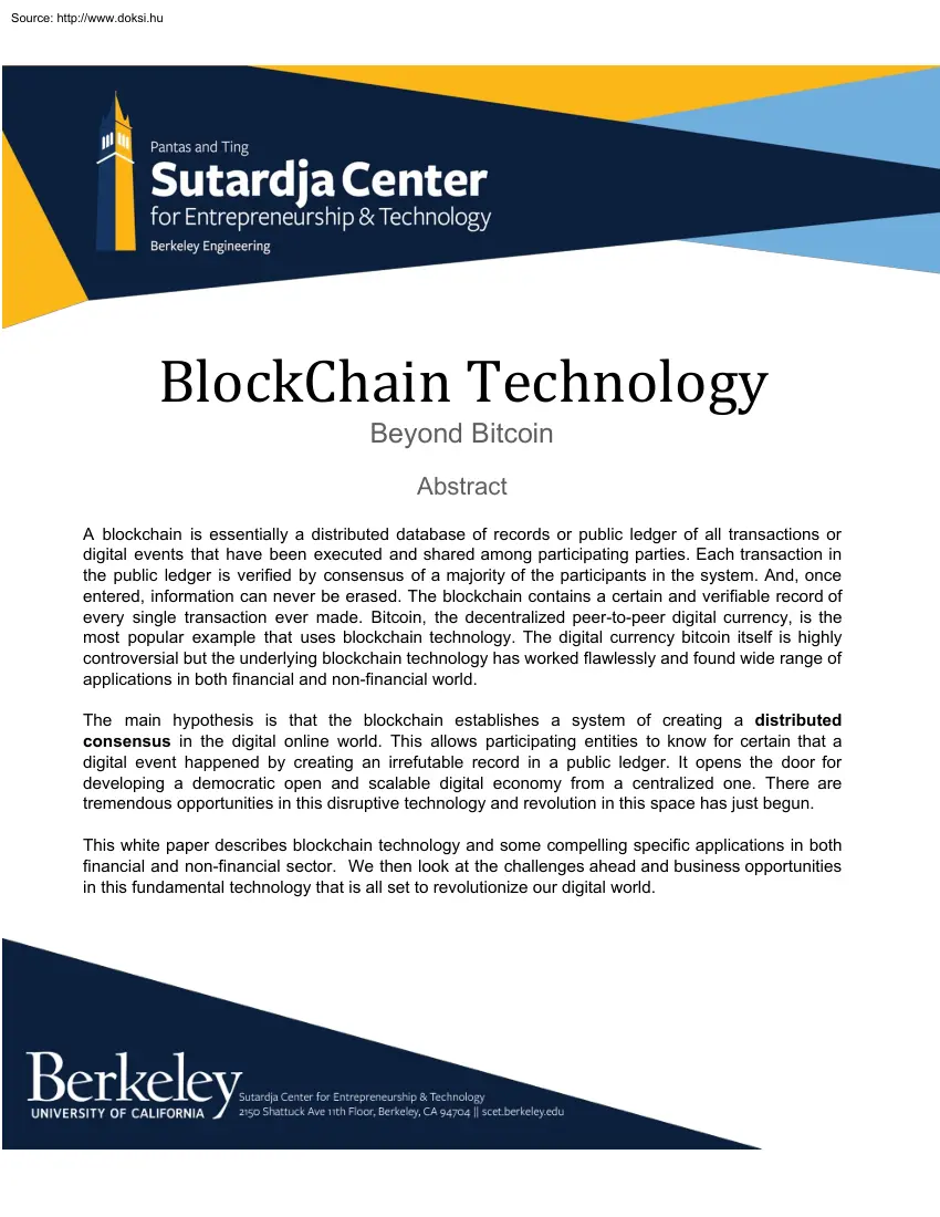 BlockChain Technology, beyond bitcoin