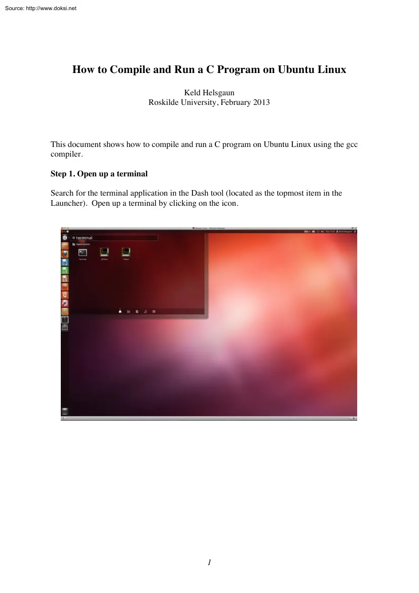 Keld Helsgaun - How to Compile and Run a C Program on Ubuntu Linux