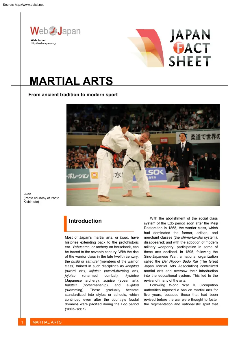 Martial Arts, From Ancient Tradition to Modern Sport