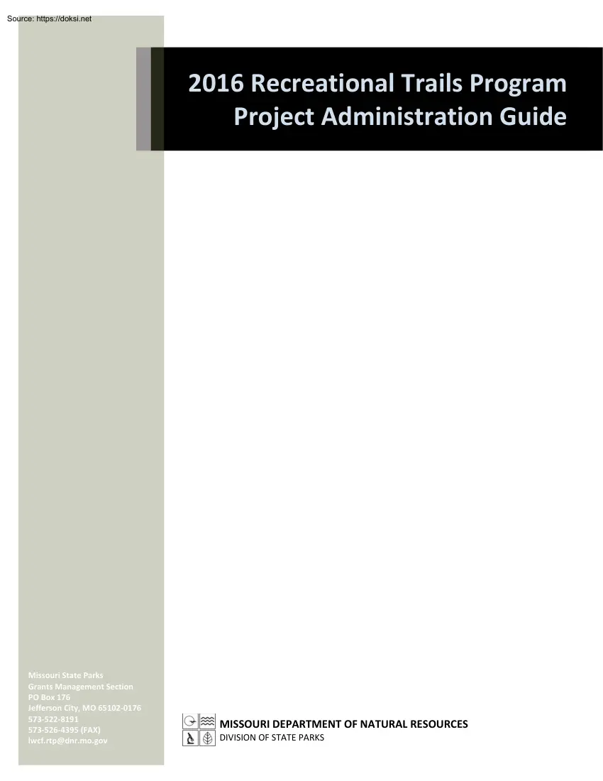 Recreational Trails Program, Project Administration Guide
