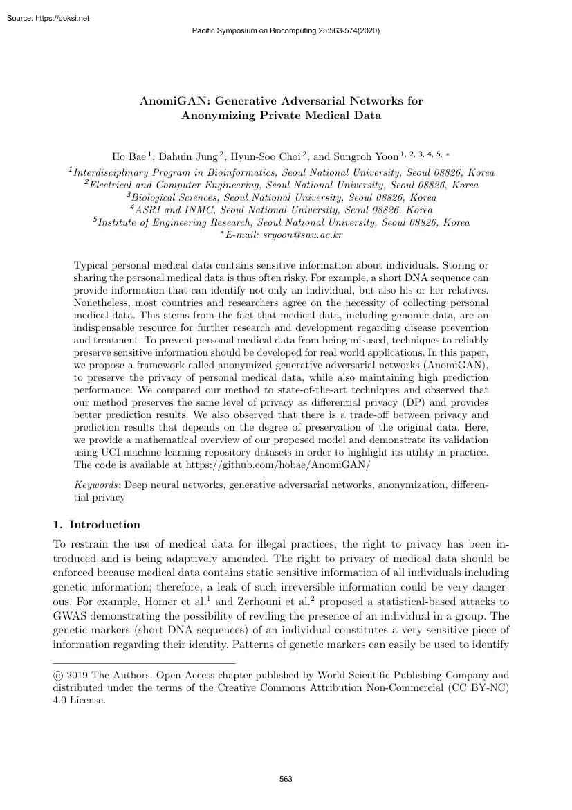 AnomiGAN, Generative Adversarial Networks for Anonymizing Private Medical Data