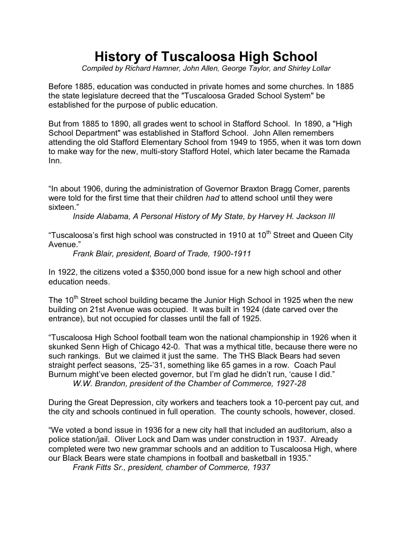 Hamner-Allen-Taylor - History of Tuscaloosa High School