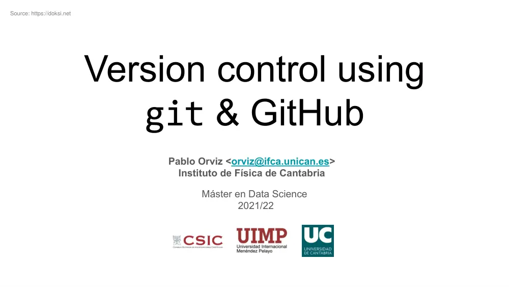 Pablo Orviz - Version control using Git and GitHub