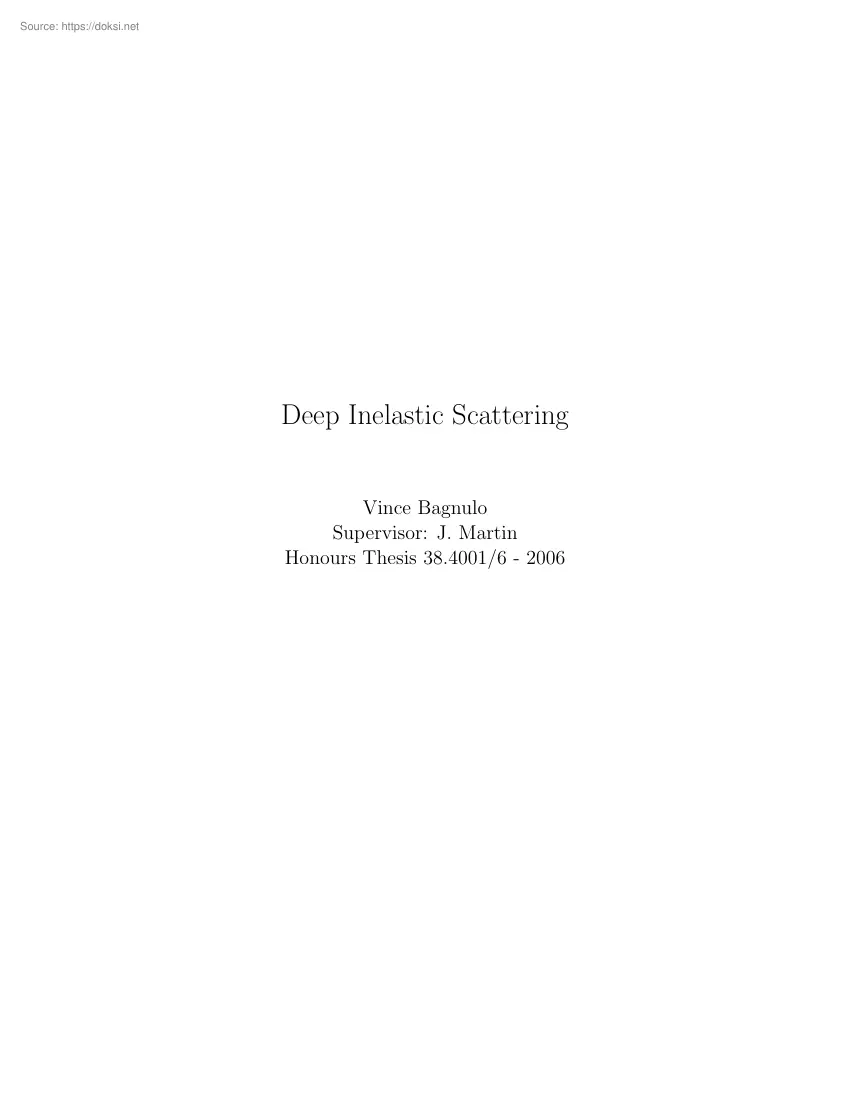 Vince Bagnulo - Deep Inelastic Scattering
