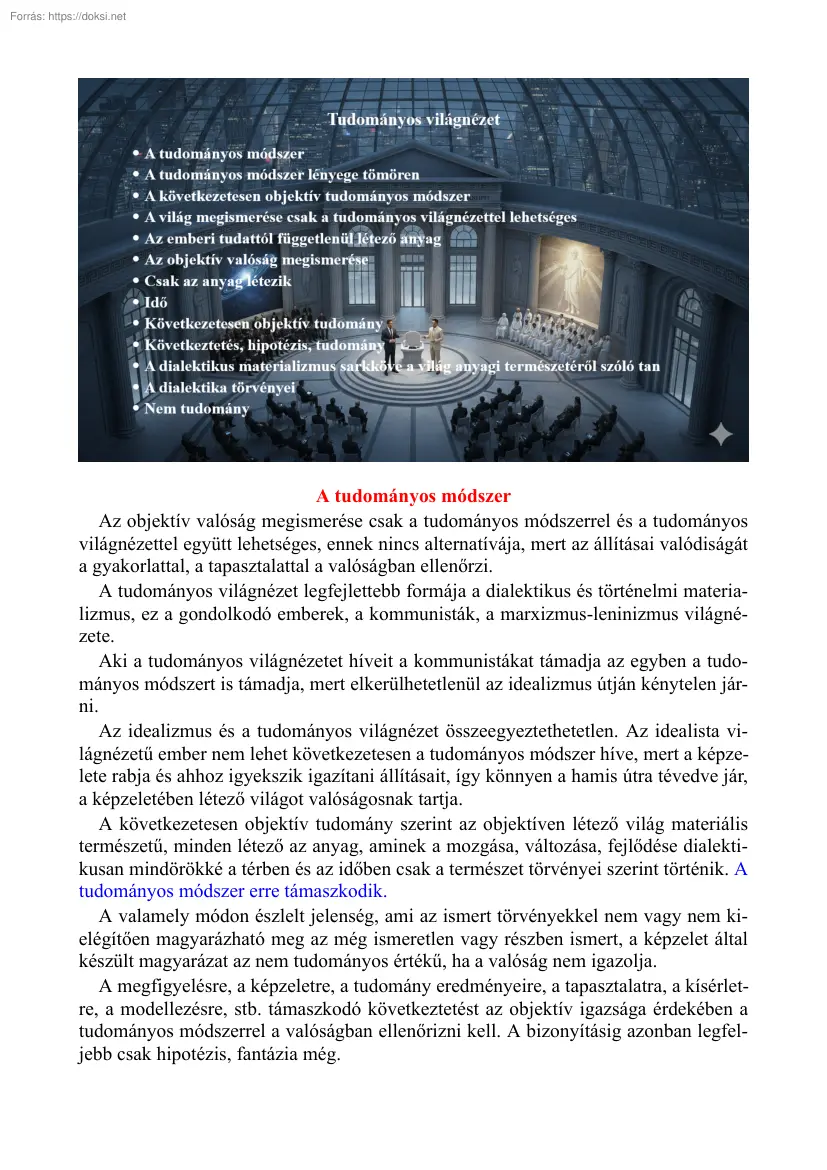 Salánki László - Tudományos világnézet