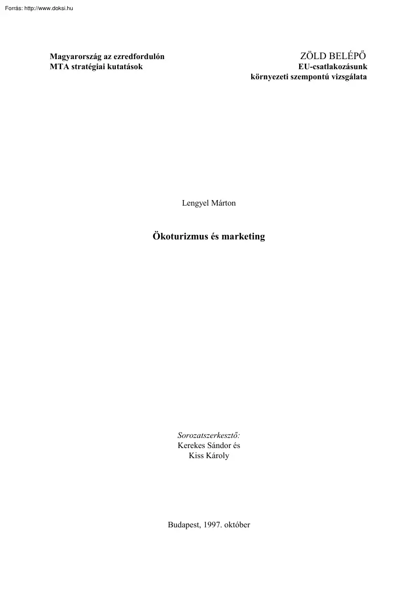 Lengyel Márton - Ökoturizmus és marketing