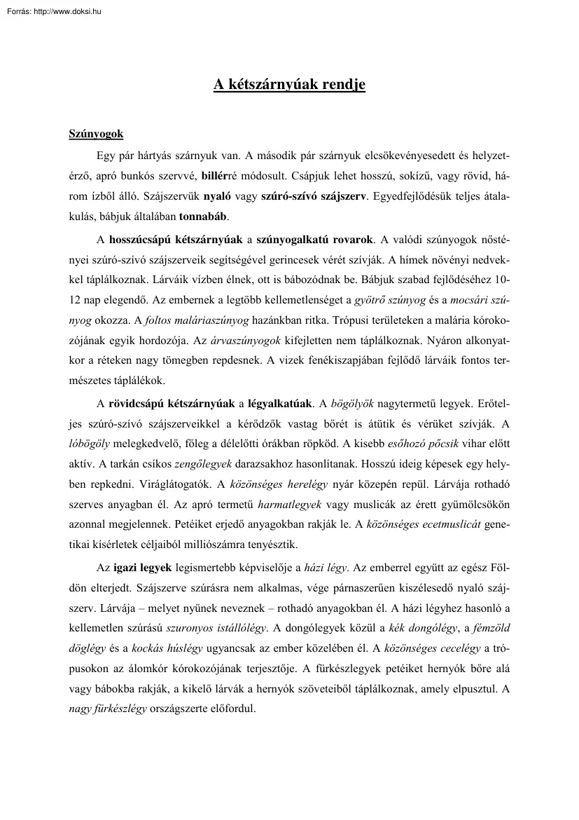 A kétszárnyúak rendje