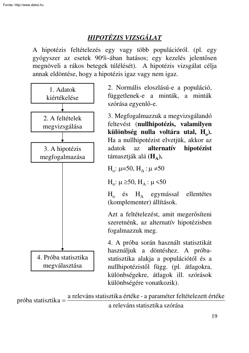 Hipotézis vizsgálat