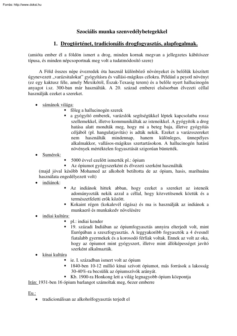 Szociális munka szenvedélybetegekkel