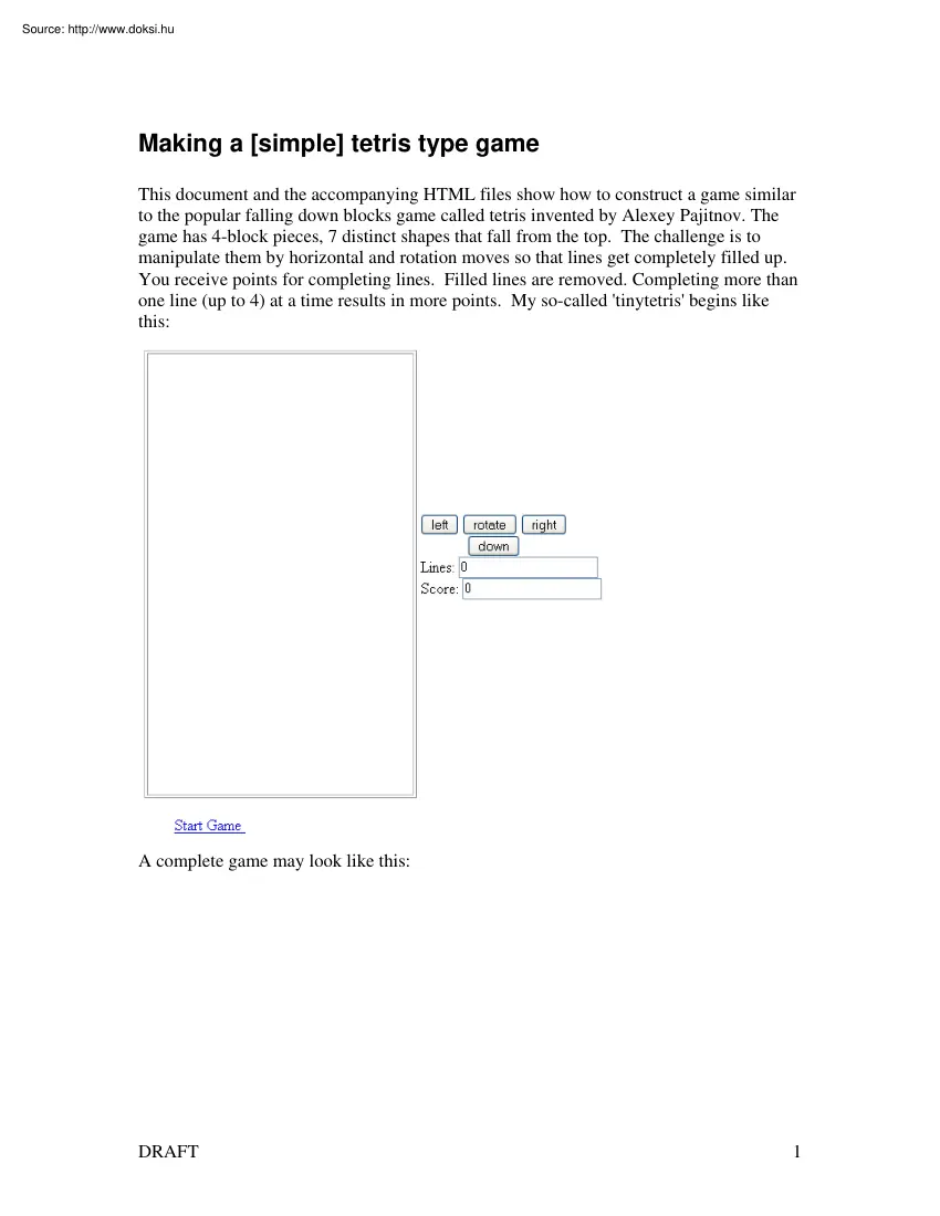 Making a simple tetris type game