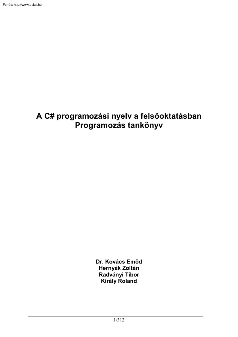 Kovács-Hernyák - C# programozás tankönyv