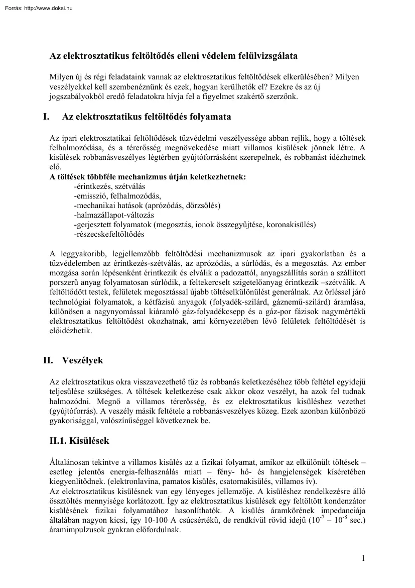 Olasz Lajos - Az elektrosztatikus feltöltődés elleni védelem felülvizsgálata