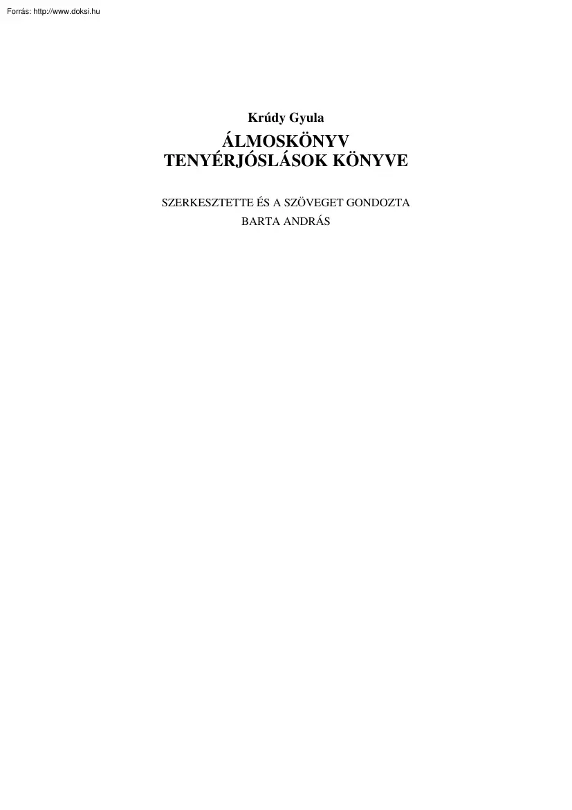 Krúdy Gyula - Álmoskönyv