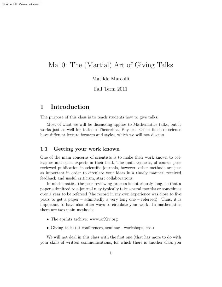 Matilde Marcolli - The Martial Art of Giving Talks