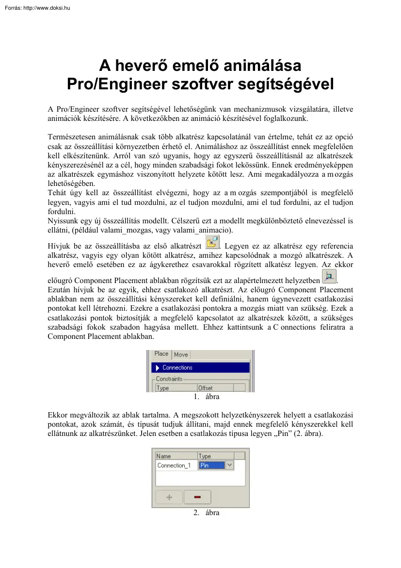 A heverő emelő animálása a ProEngineer szoftver segítségével