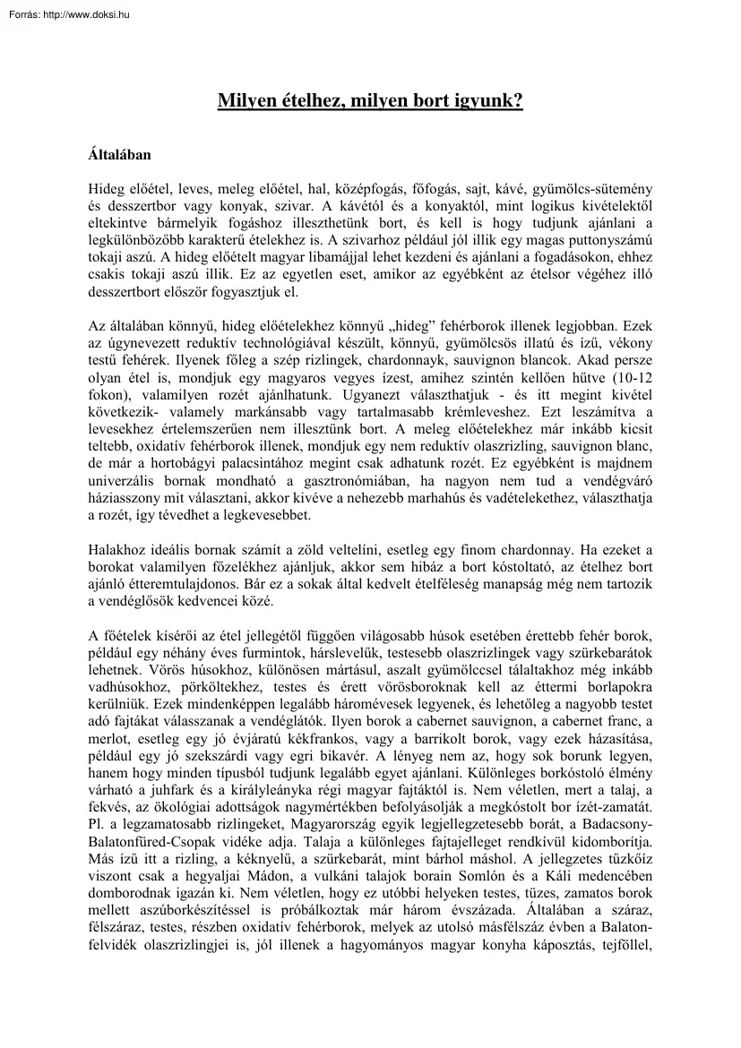 Milyen ételhez, milyen bort igyunk?