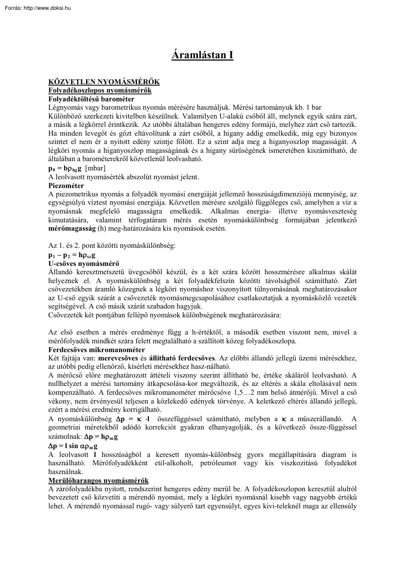 Áramlástan I