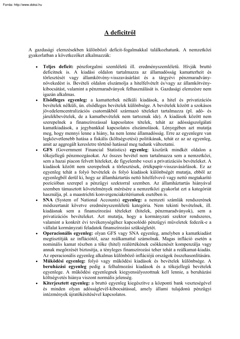 A deficitről