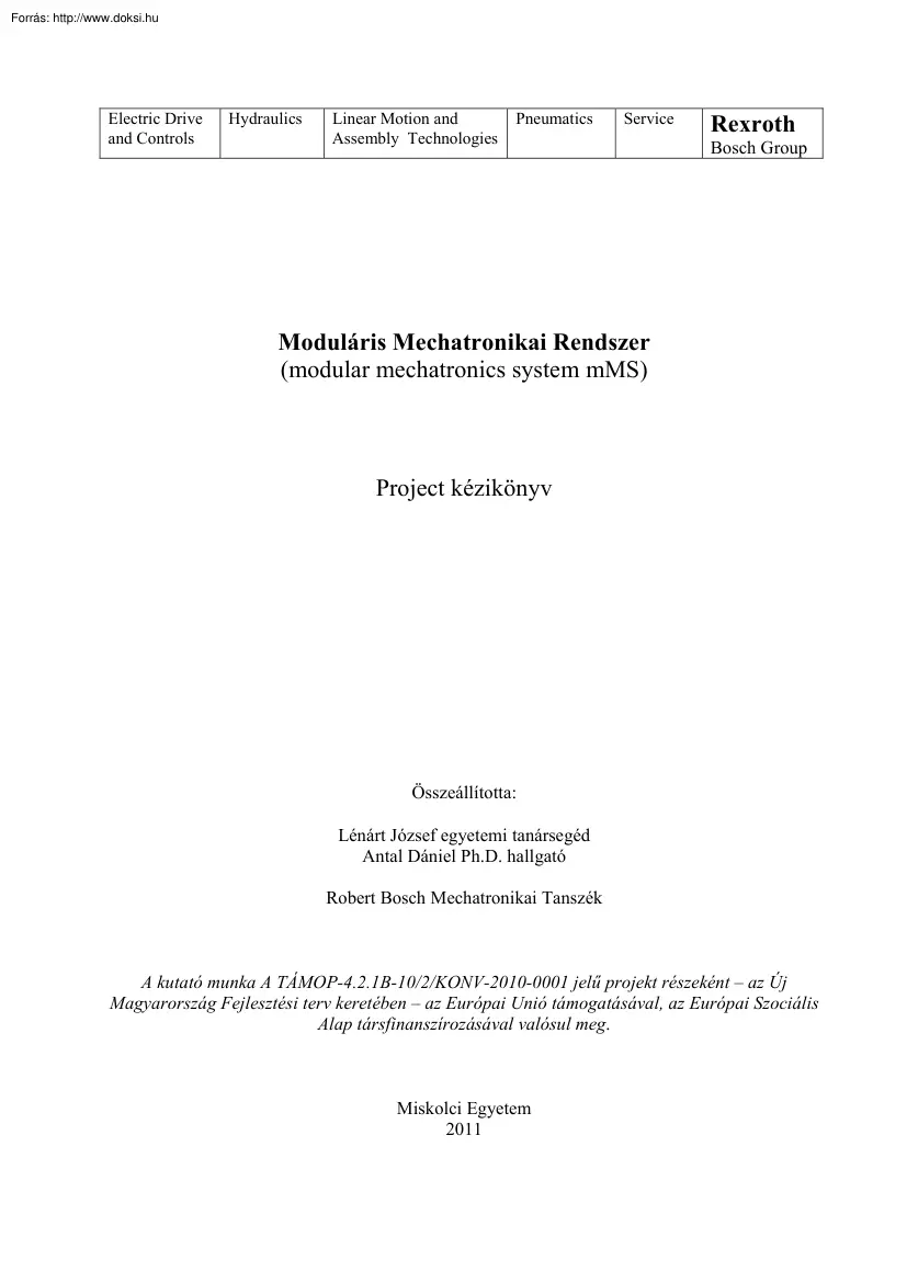 Lénárt József - Moduláris mechatronikai rendszer