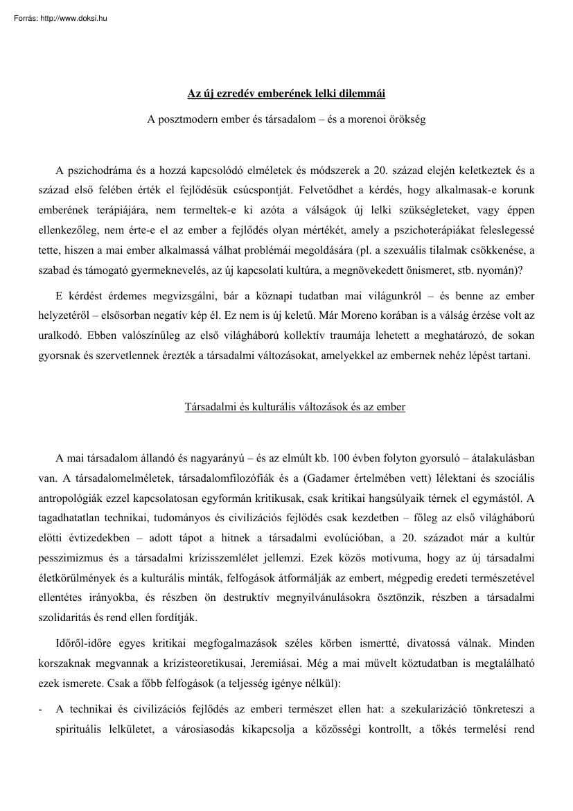 Az új ezredév emberének lelki dilemmái