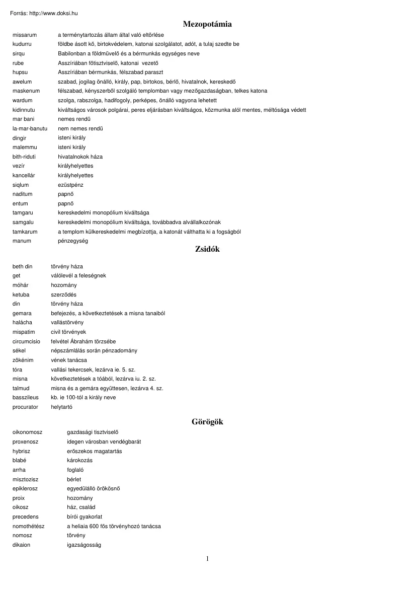 Jogi történelmi szótár