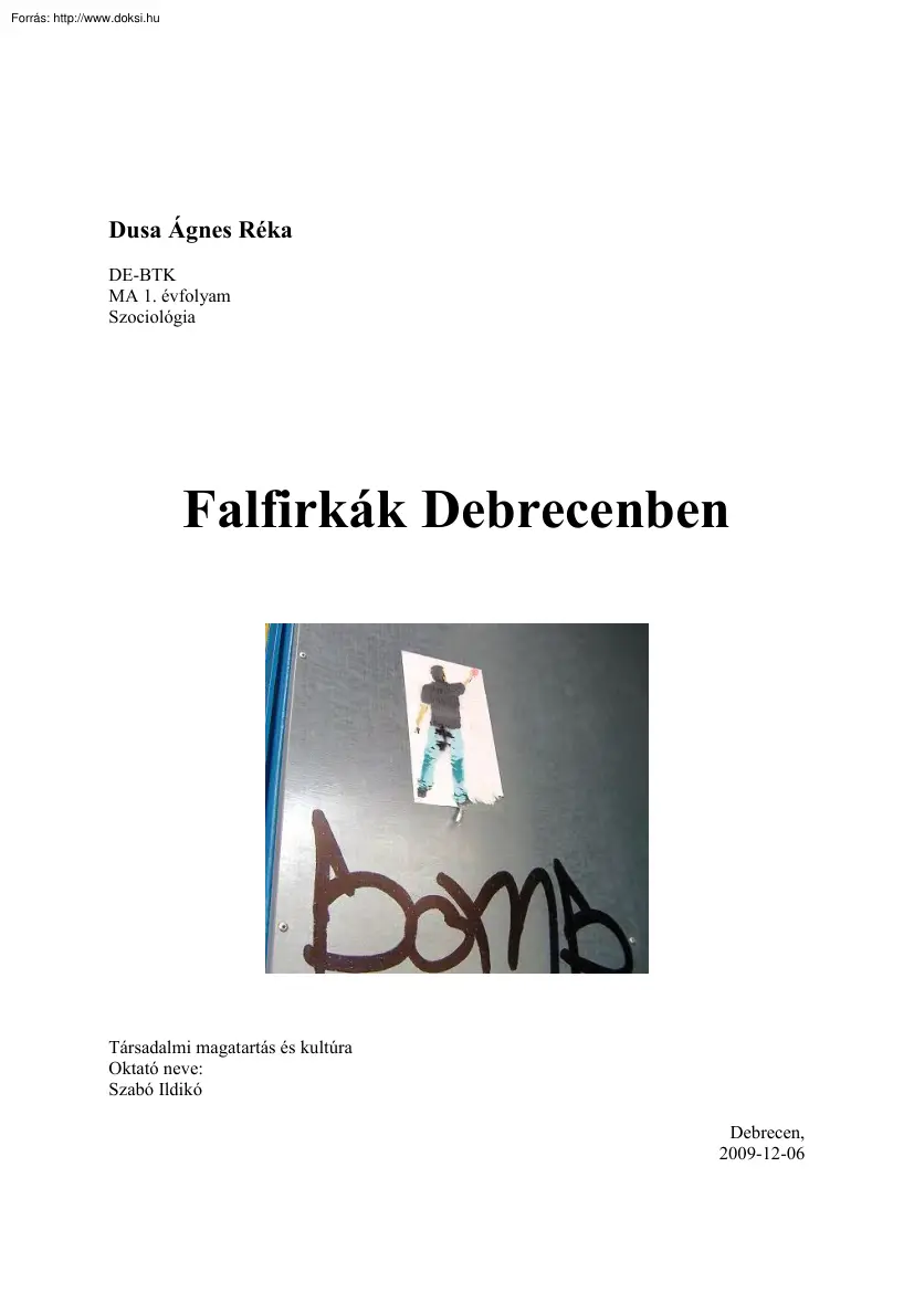 Dusa Ágnes Réka - Falfirkák Debrecenben