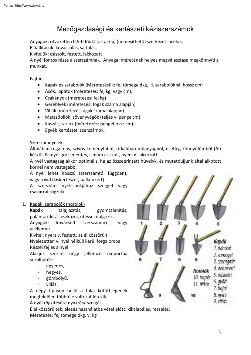 Mezőgazdasági és kertészeti kéziszerszámok