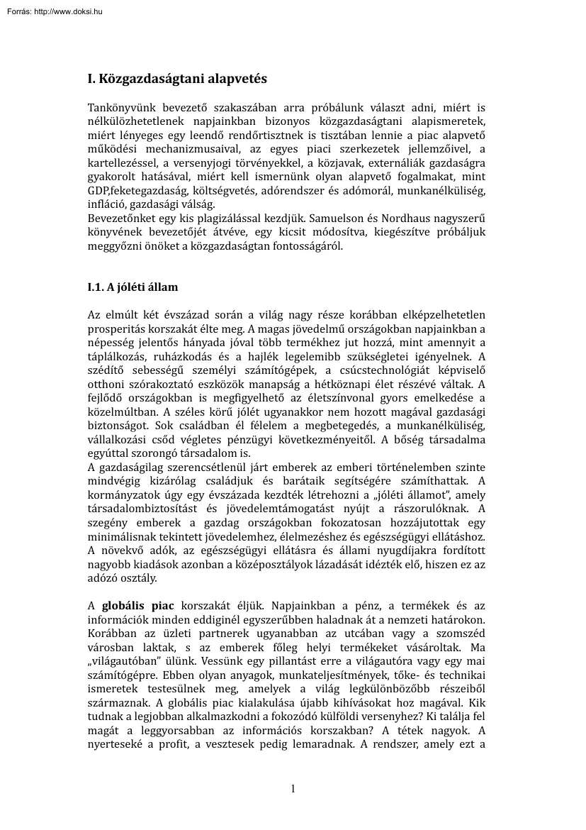 Közgazdaságtan jegyzet