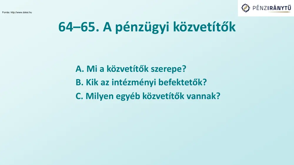 A pénzügyi közvetítők