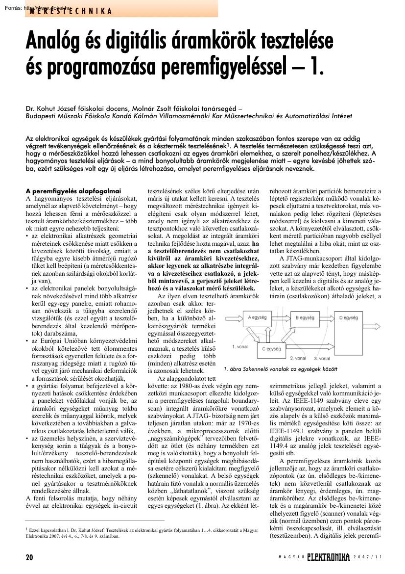Dr. Kohut József - Analóg és digitális áramkörök tesztelése és programozása