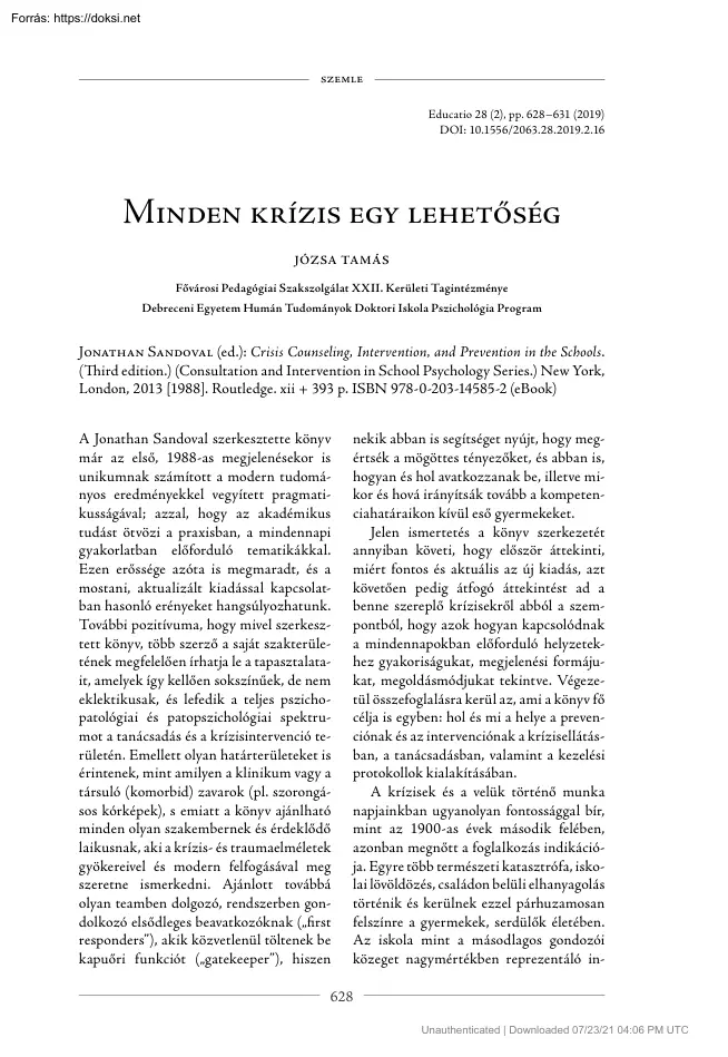 Józsa Tamás - Minden krízis egy lehetőség