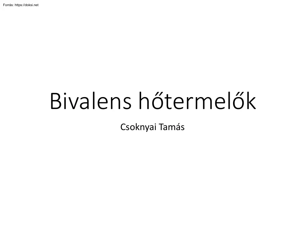 Csoknyai Tamás - Bivalens hőtermelők