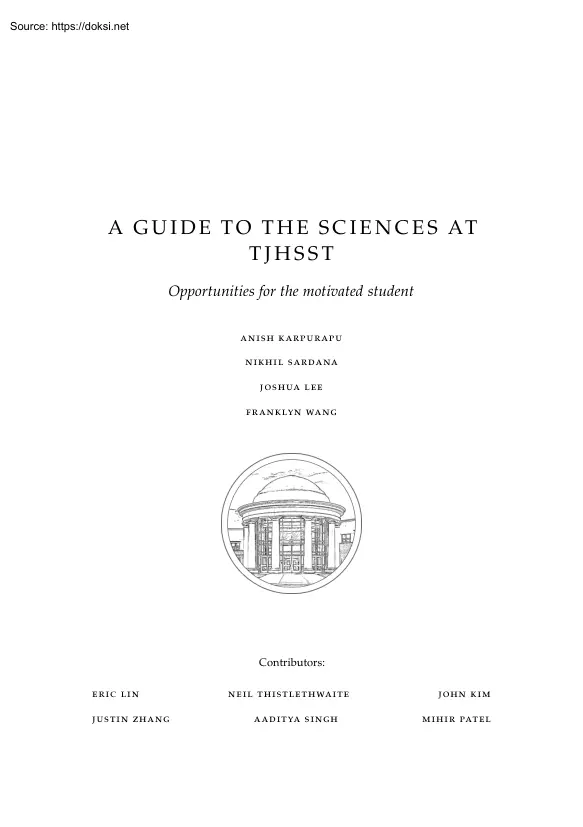 A Guide to the Sciences at Tjhsst