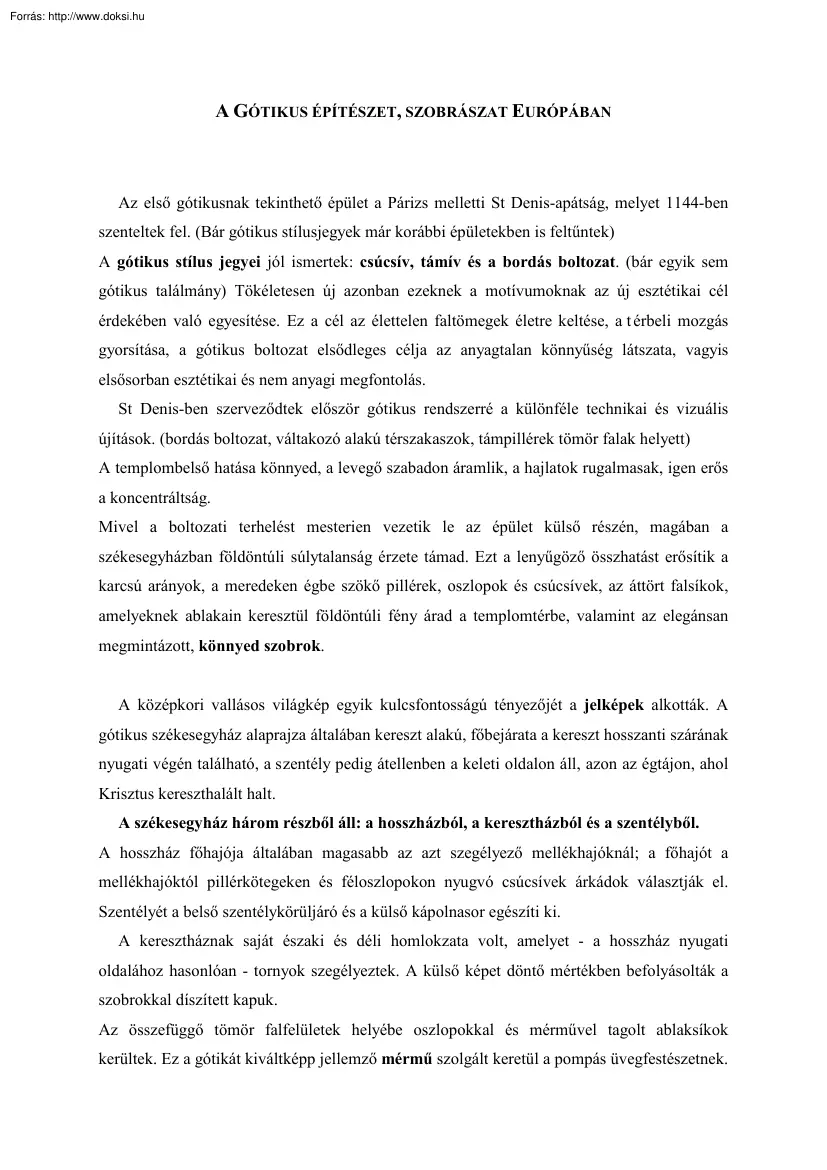 A gótikus építészet és szobrászat EU-ban
