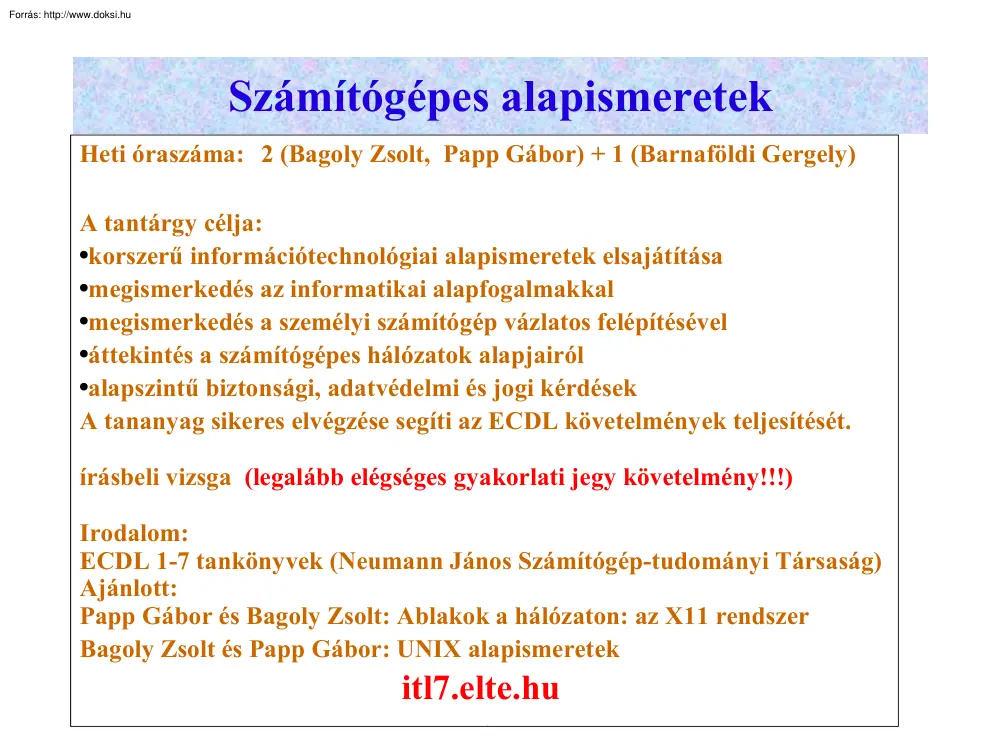 Számítógépes alapismeretek