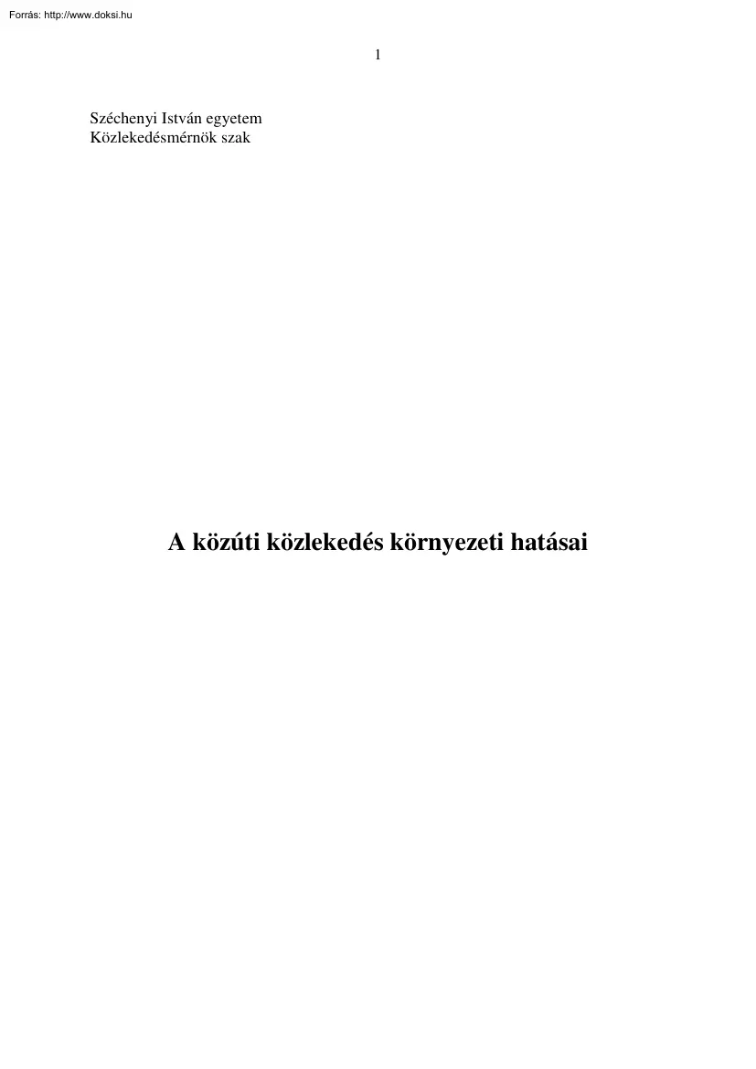 A közúti közlekedés környezeti hatásai