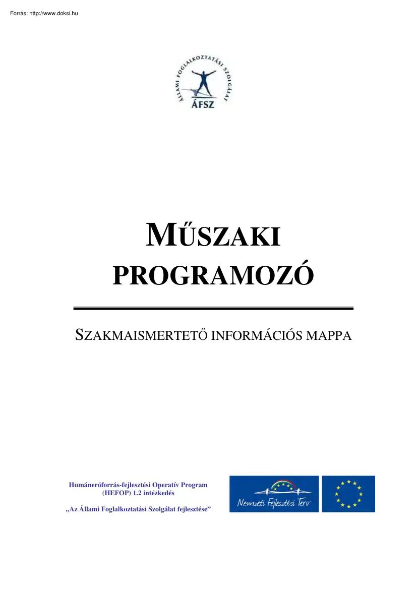 Műszaki programozó, szakmaismertető információs mappa