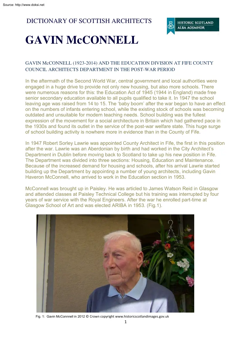 Dictionary of Scottish Architects, Gavin McConnell