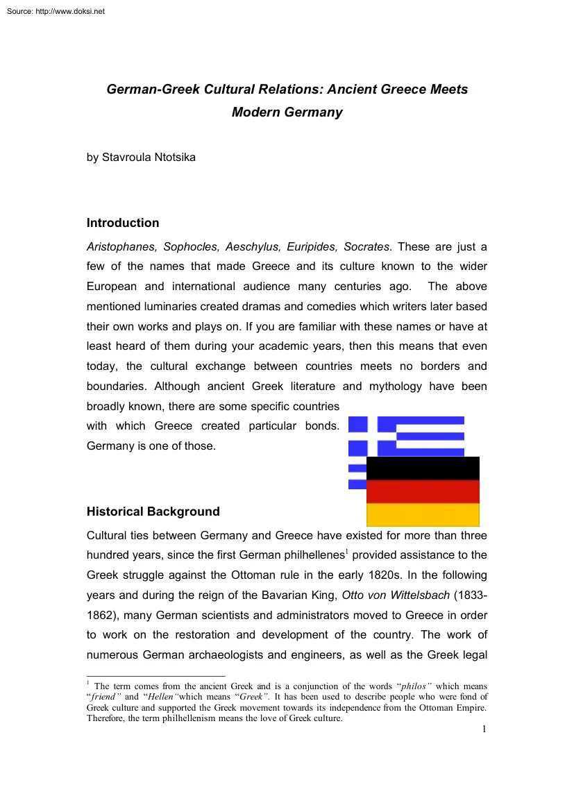 Stavroula Ntotsika - German Greek Cultural Relations, Ancient Greece Meets Modern Germany