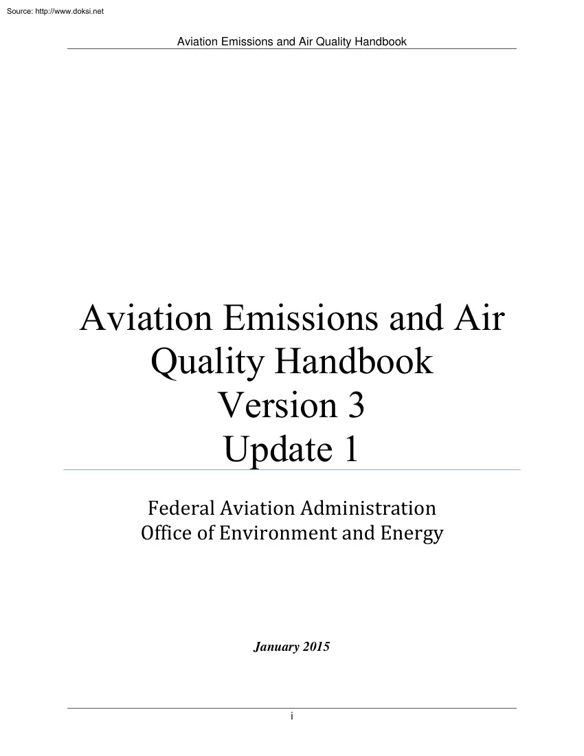 Aviation Emissions and Air Quality Handbook, Version 3