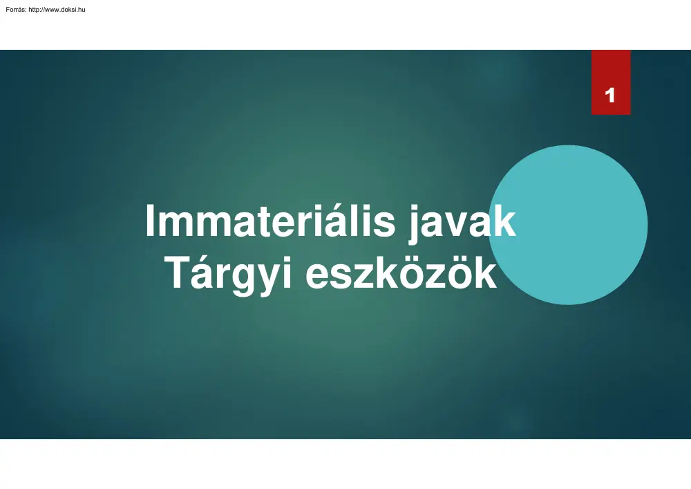 Immateriális javak, tárgyi eszközök