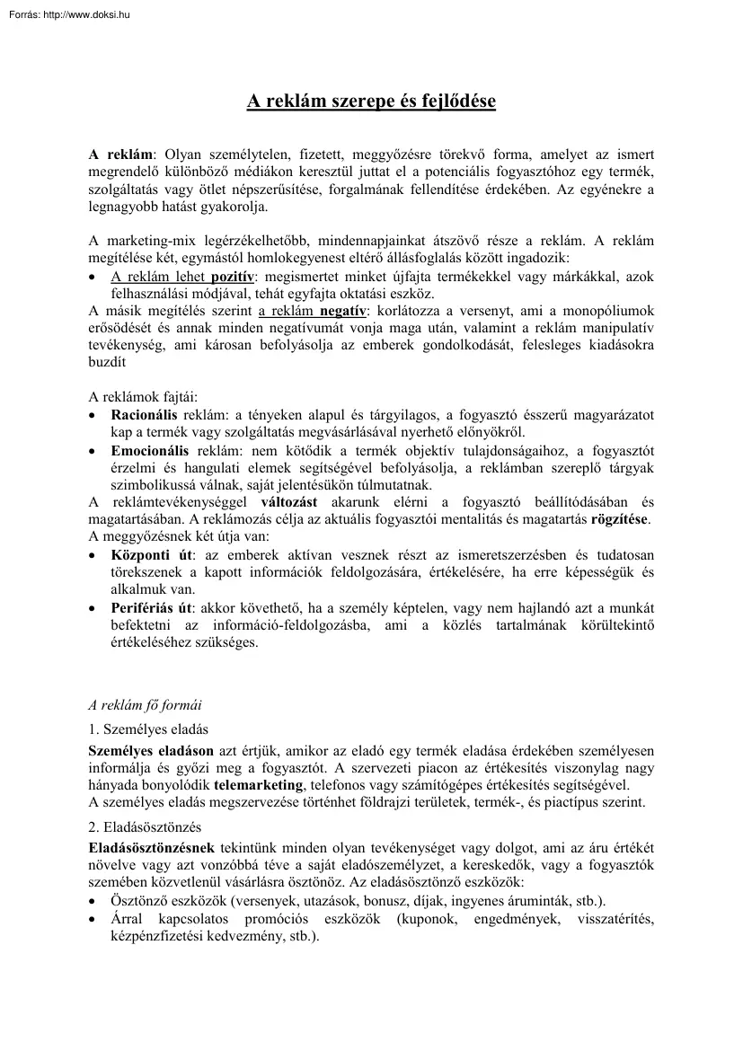 A reklám szerepe és fejlődése