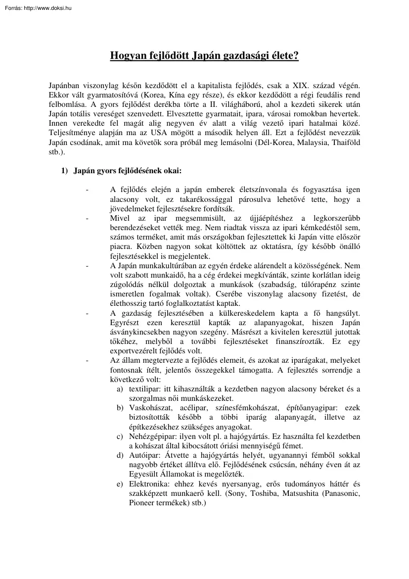 Hogyan fejlődött Japán gazdasági élete?