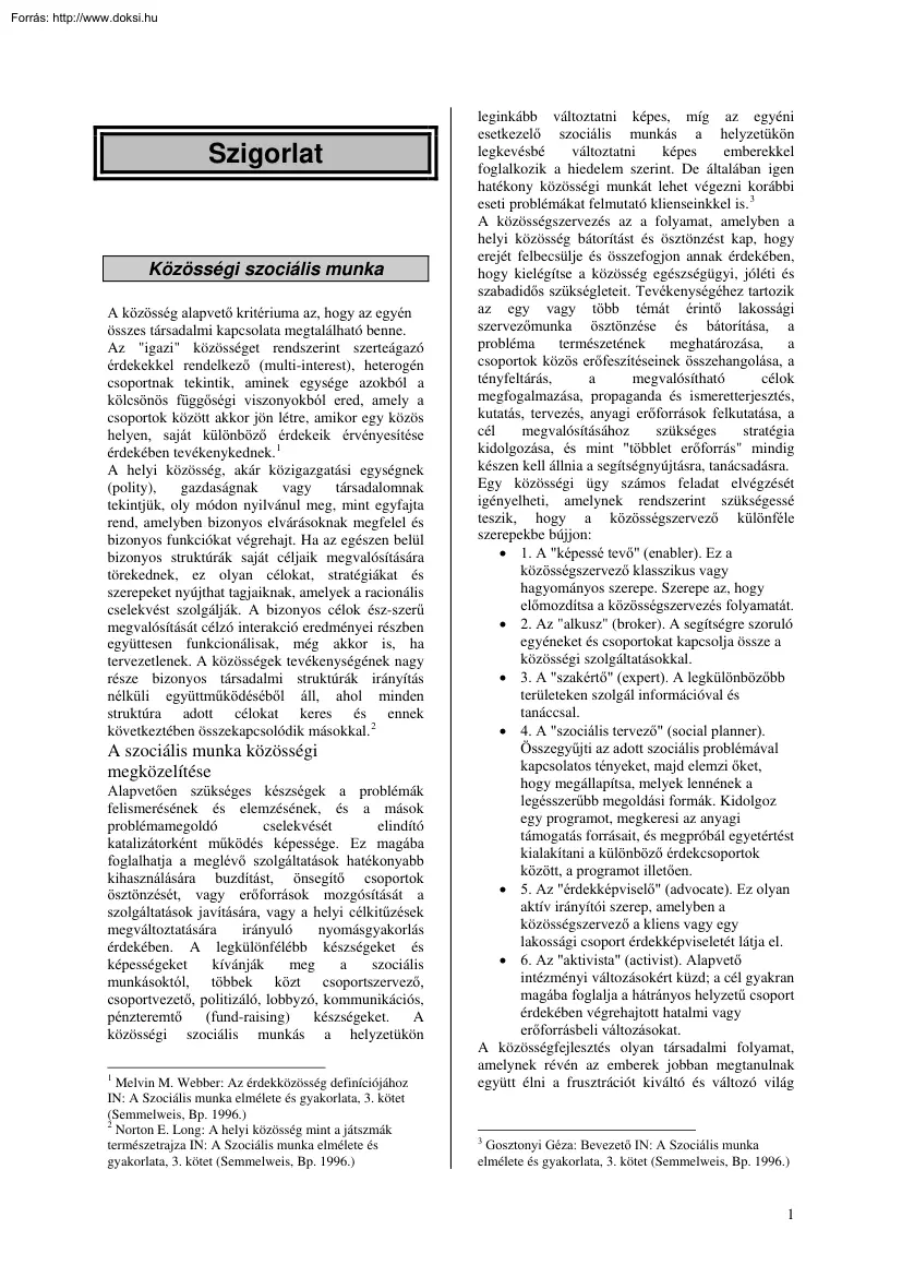 Szociális munka szigorlat tételek, 2001