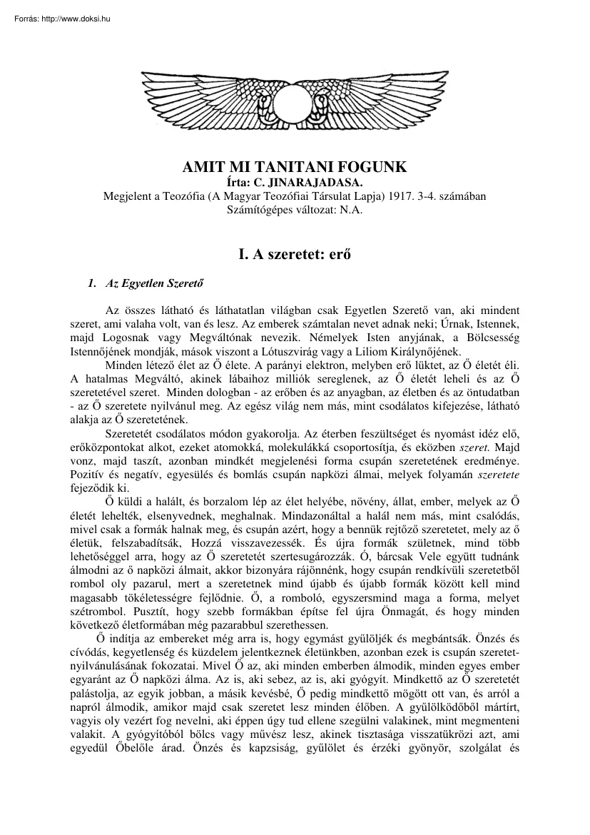 C. Jinarajadasa - Amit mi tanitani fogunk
