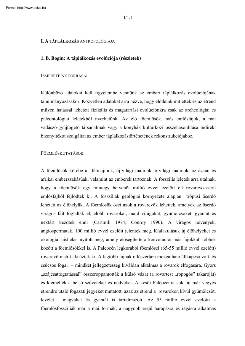 A táplálkozás antropológiája