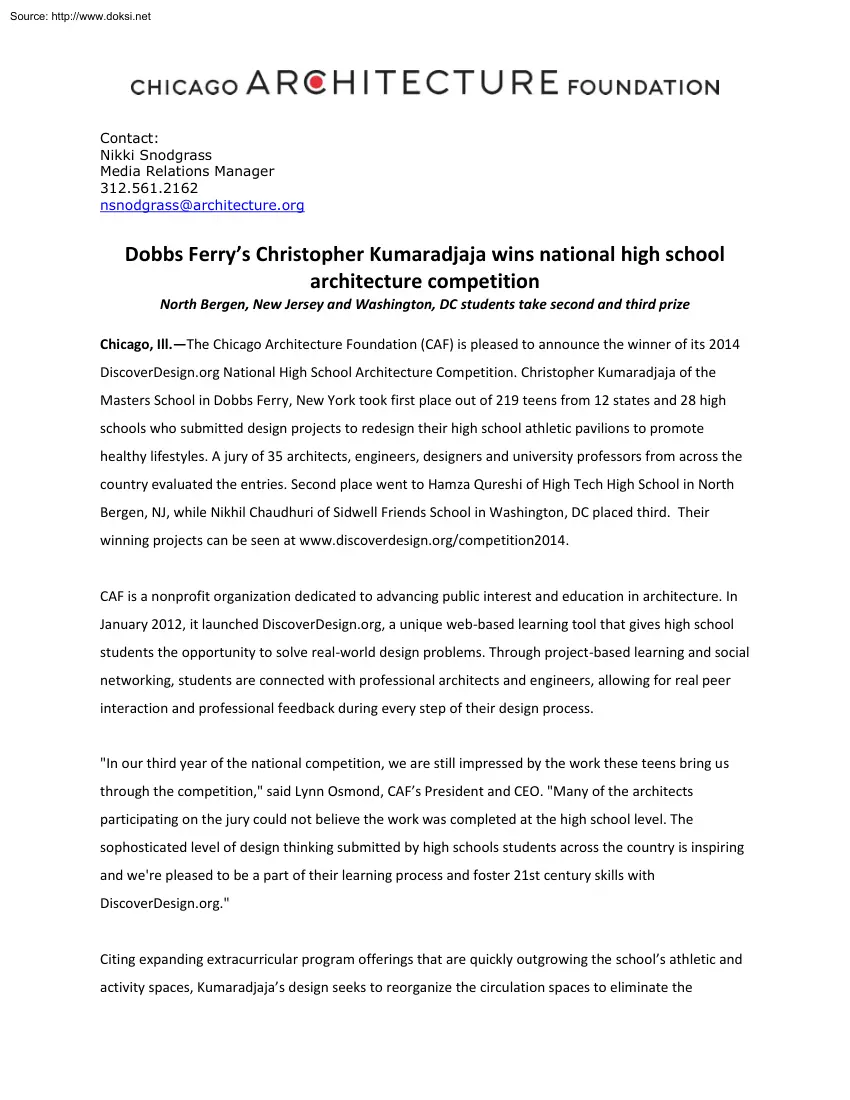 Dobbs Ferrys Christopher Kumaradjaja Wins National High School Architecture Competition